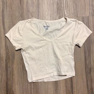 Brandy Melville Cream V-Neck Tee